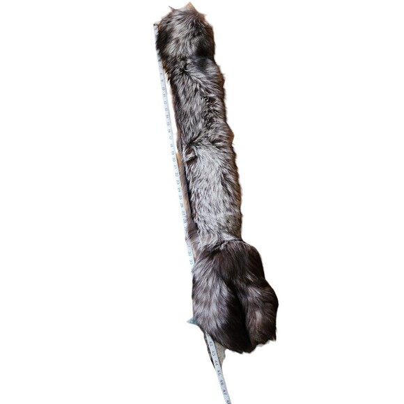 Genuine Silver Fox Fur Boa Collar Wrap Old Money Stole 86 Inches Full Length - Picture 4 of 5